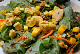 Spinach, Mango, and Red Quinoa Salad (with Chicken)